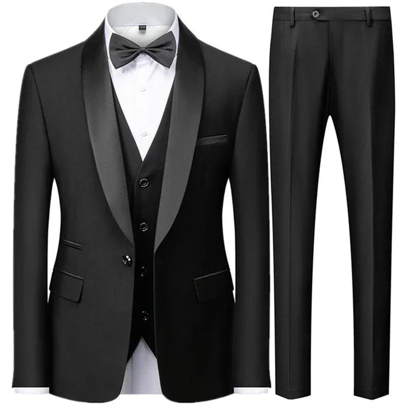 Conjunto de tres piezas para fiesta de boda de otoño para hombre