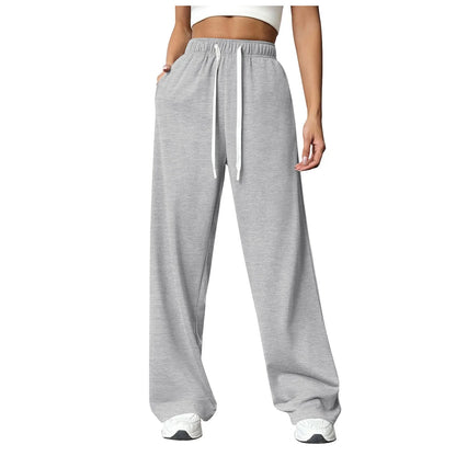 Pantalones deportivos de cintura elástica para mujer, con bolsillos