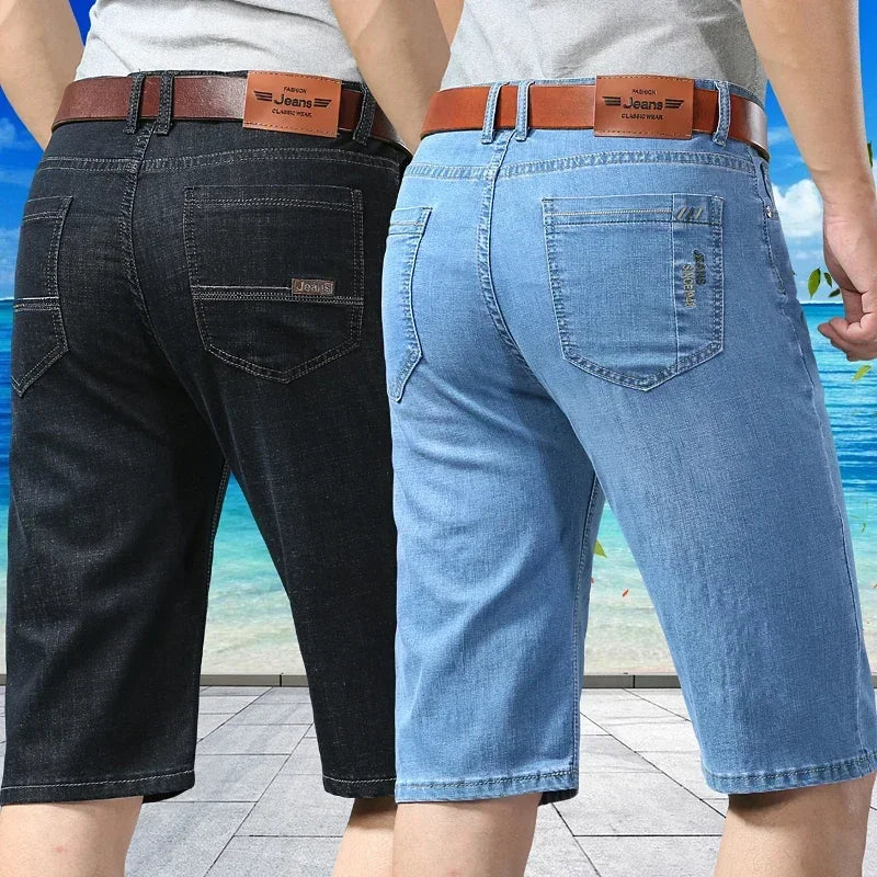 Pantalones cortos vaqueros de verano para hombre, de moda, de color claro