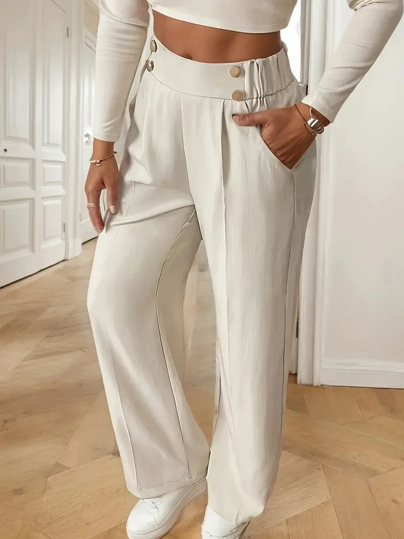 Pantalones anchos de cintura alta para mujer - Novedad 2025