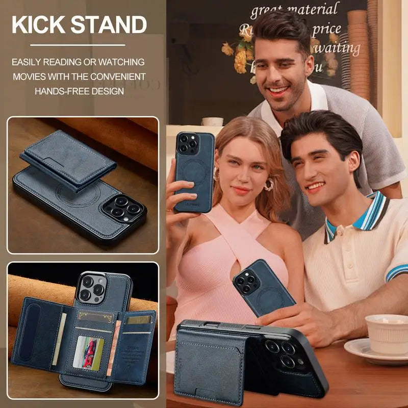 Funda de cuero para iPhone 16 Pro Max 16E, lujosa funda tipo cartera