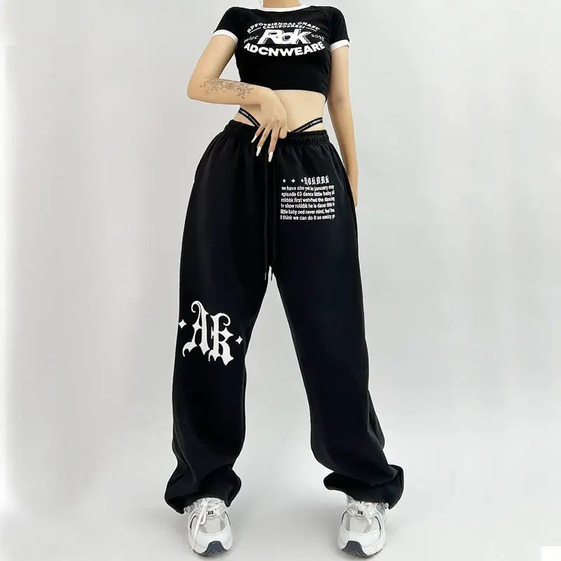 Pantalones deportivos de hip-hop para mujer con estampado
