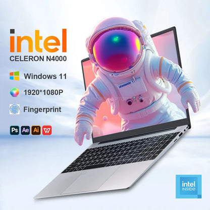 Ordenador portátil Intel Celeron N4000 de 15,6" ultradelgado, 16 GB de RAM