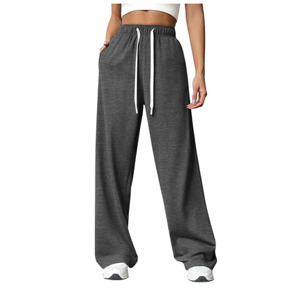 Pantalones deportivos de cintura elástica para mujer, con bolsillos