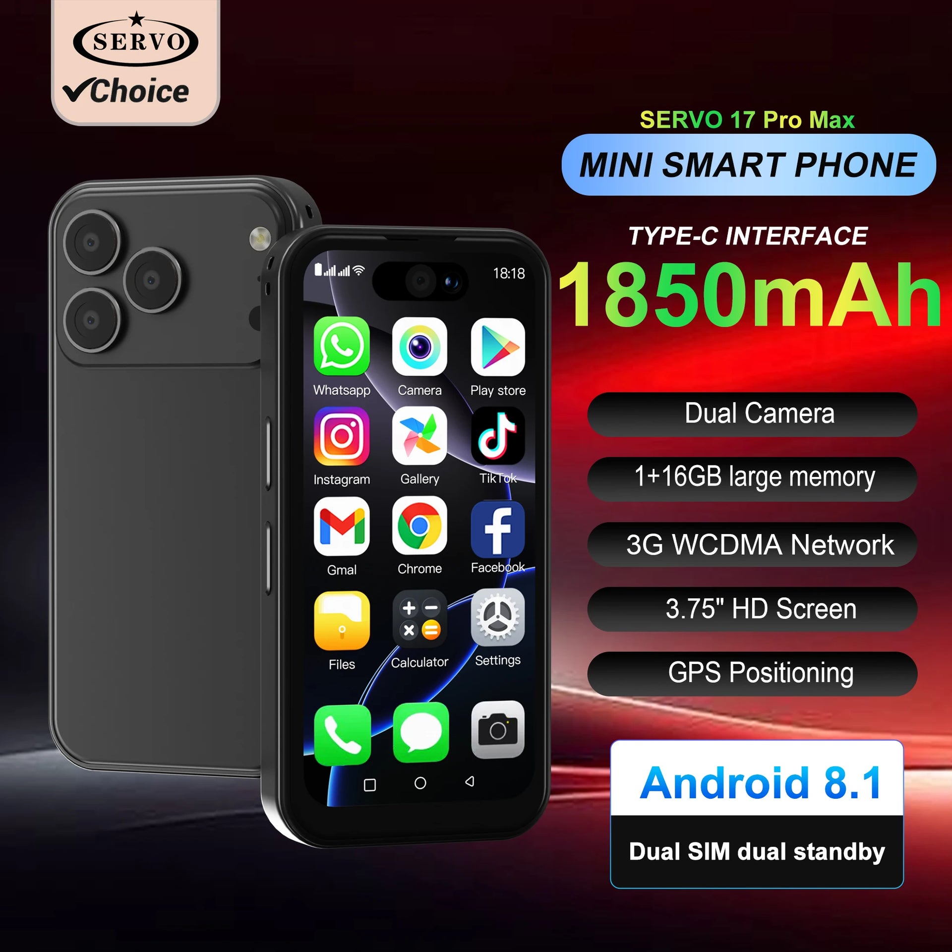 SERVO 17PRO MAX 3G, nuevo smartphone Android de 3,75 pulgadas