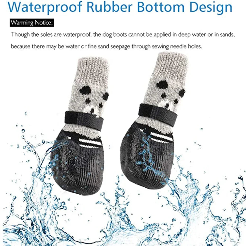 Juego de 4 botas de invierno para mascotas, cálidas, impermeables