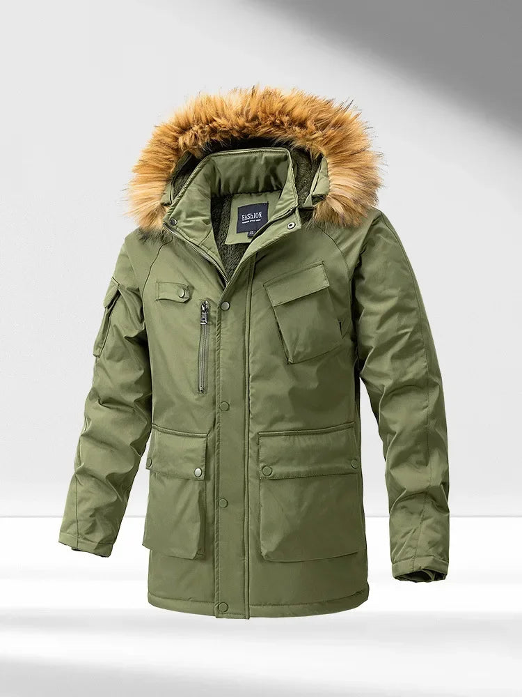 Parkas cortavientos, abrigo resistente al frío con relleno de algodón para hombre