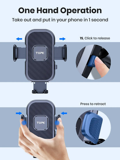 Soporte de teléfono para coche TOPK, soporte de gravedad para iPhone