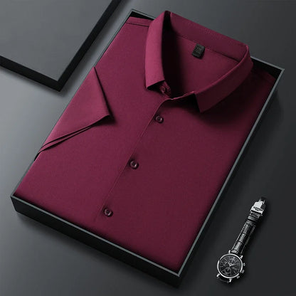 Camisa de manga corta de color liso para hombre, informal