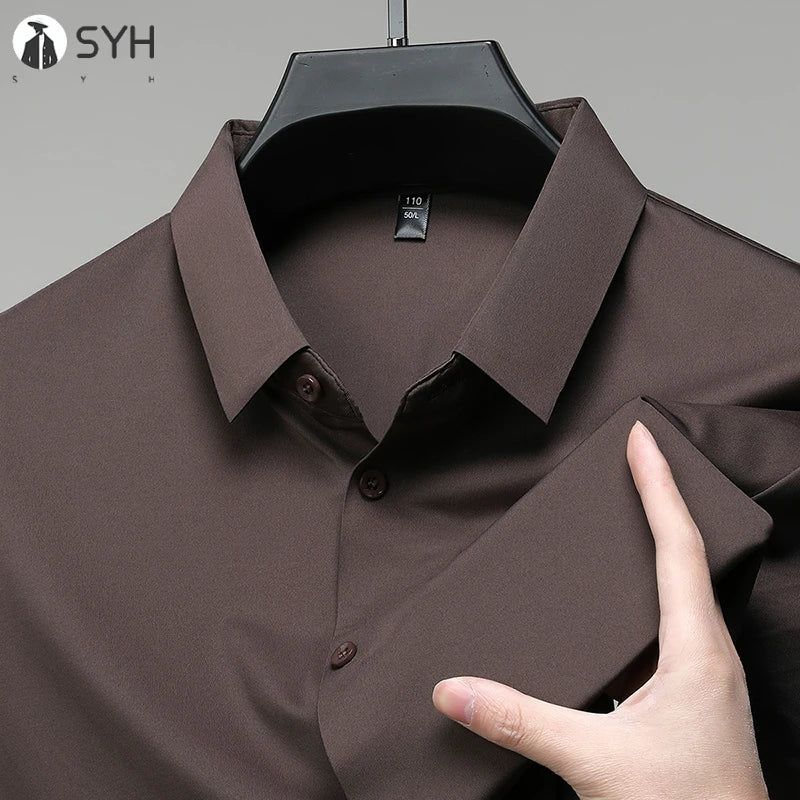 Camisa de manga corta de color liso para hombre, informal