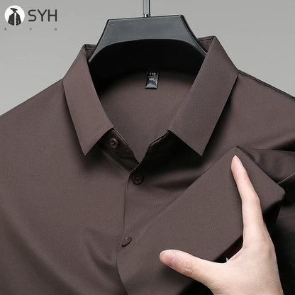 Camisa de manga corta de color liso para hombre, informal