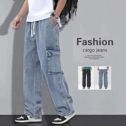 Pantalones vaqueros cargo rectos y holgados para hombre