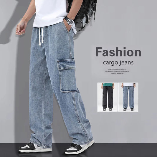 Pantalones vaqueros cargo rectos y holgados para hombre