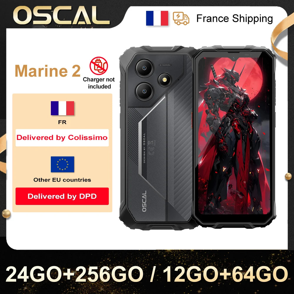 OSCAL Marine 2 [Sin cargador UE] Smartphone robusto 11000mAh 24 (8 + 16) GB