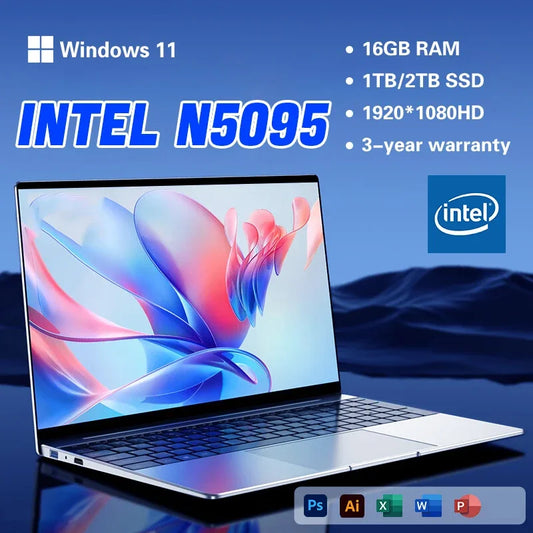 Portátil de 14,1" con Intel Celeron N5095, 16 GB DDR4, 512 GB SSD de 1 T
