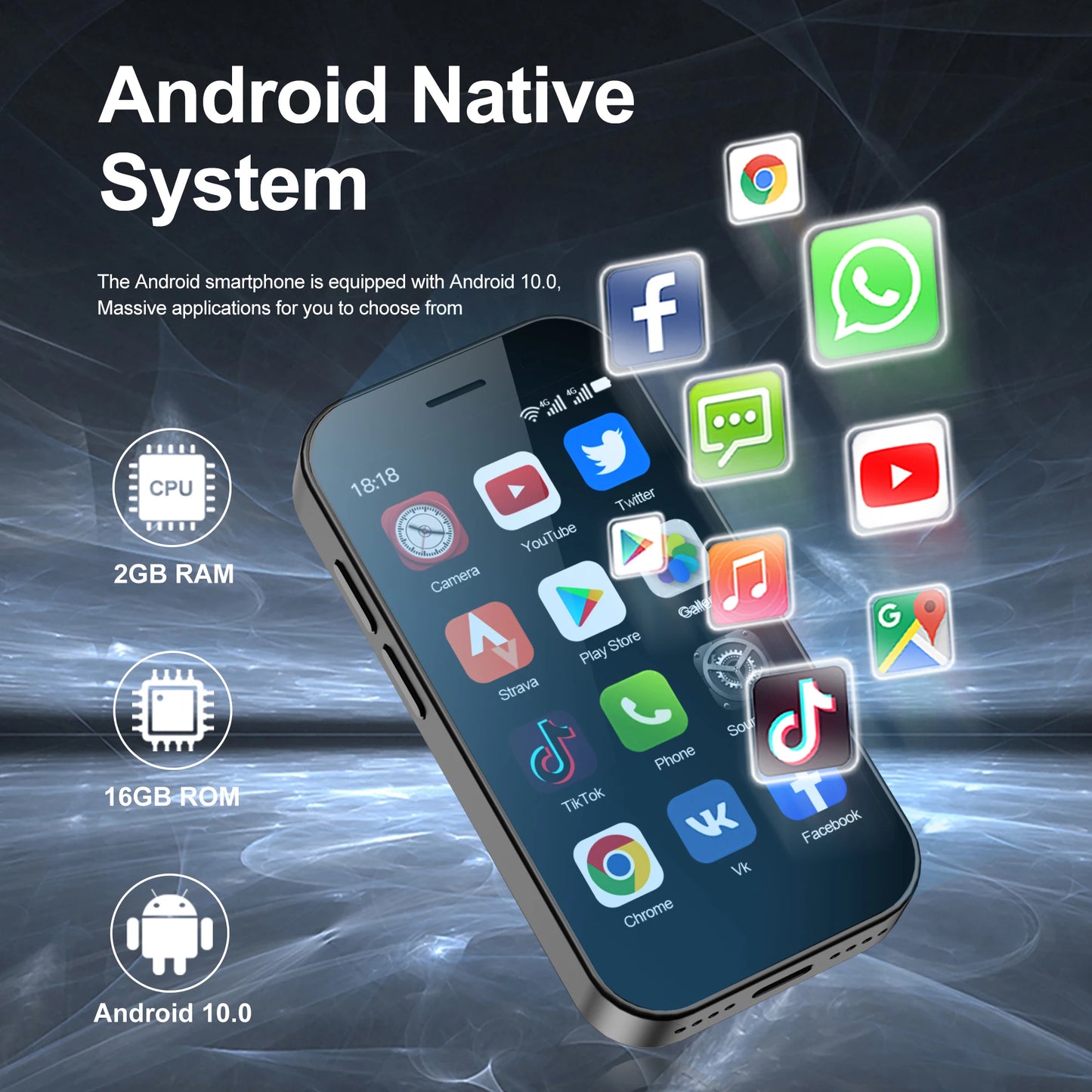 SERVO KING9000 Mini Smartphone 4G LTE, Android, Google Play, 16 GB
