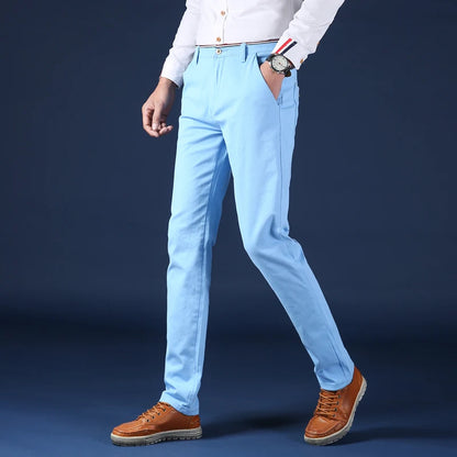 Pantalones para hombre 2024, nuevo estilo clásico, de algodón elástico