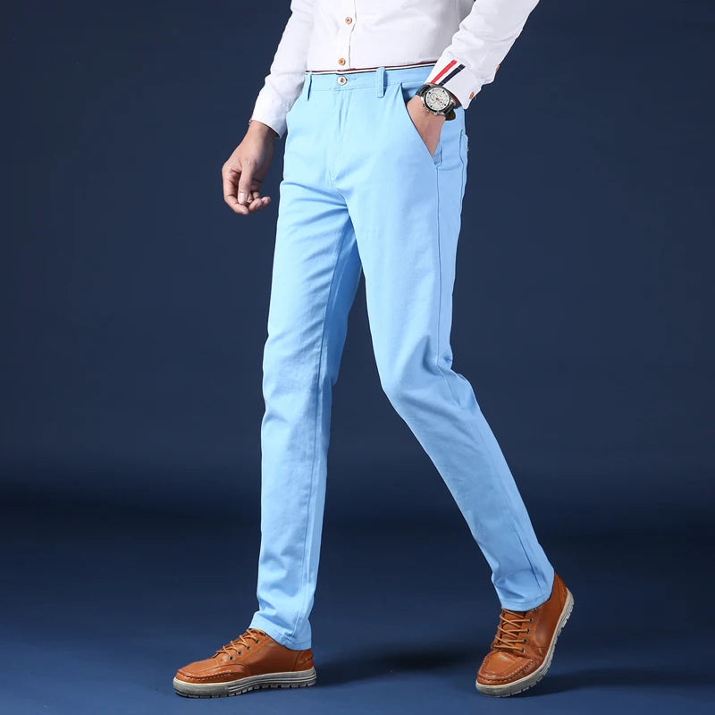 Pantalones para hombre 2024, nuevo estilo clásico, de algodón elástico