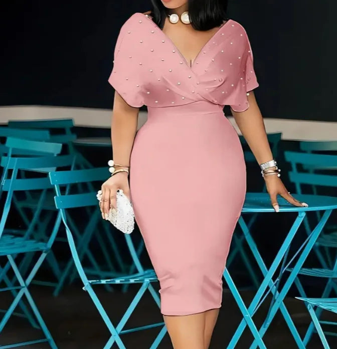Vestido de fiesta de moda para mujer con escote en V