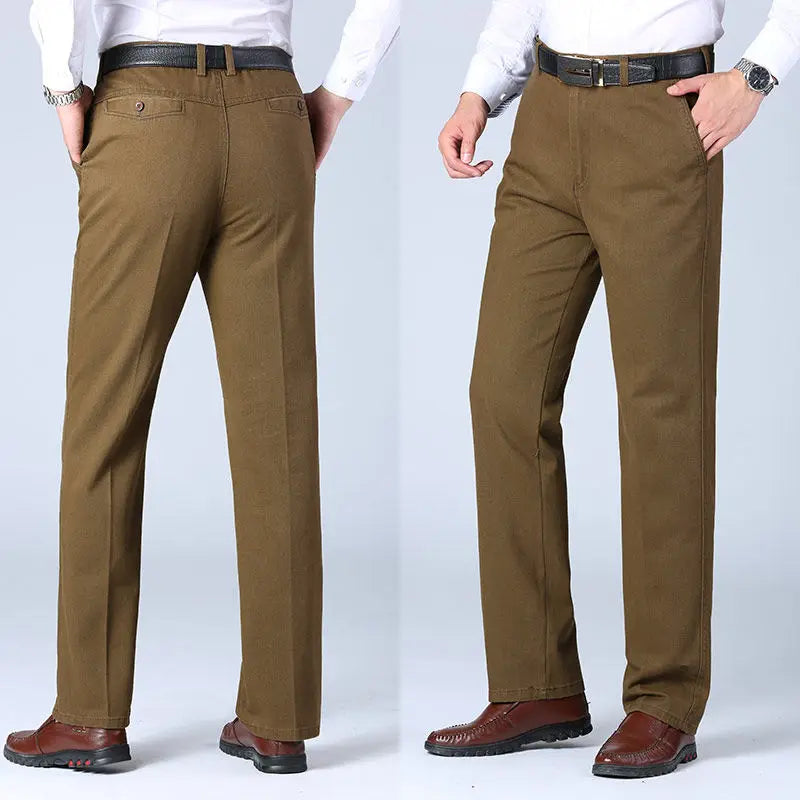 Pantalones de traje de algodón para hombre, elegantes, informales