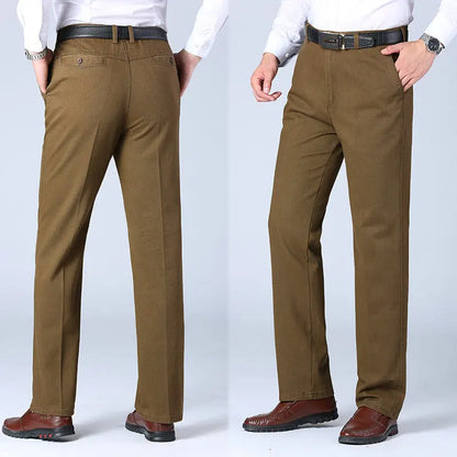 Pantalones de traje de algodón para hombre, elegantes, informales