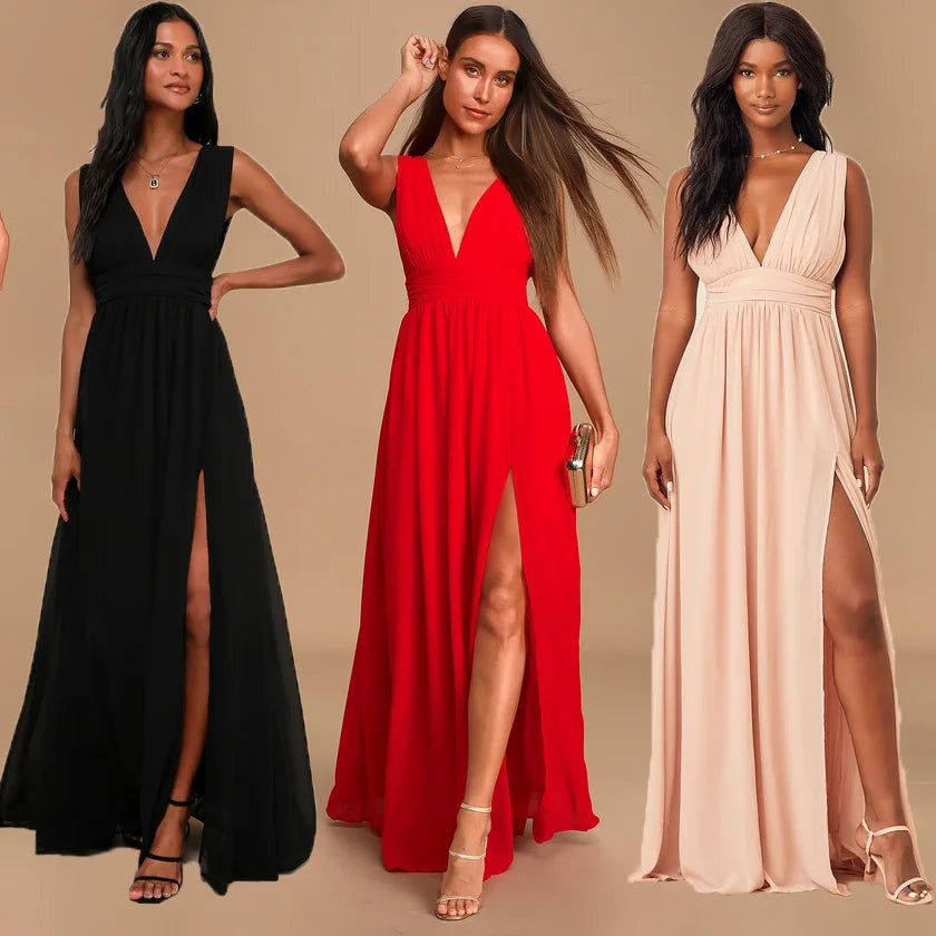 Vestido maxi sexy sin espalda de verano para mujer, de malla