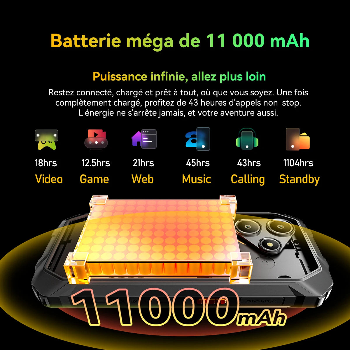 OSCAL Marine 2 [Sin cargador UE] Smartphone robusto 11000mAh 24 (8 + 16) GB