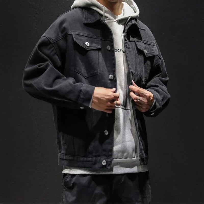 Chaqueta vaquera de otoño para hombre, abrigos vaqueros