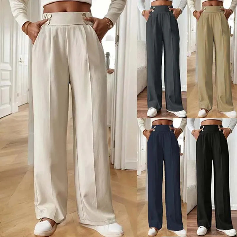 Pantalones anchos de cintura alta para mujer - Novedad 2025