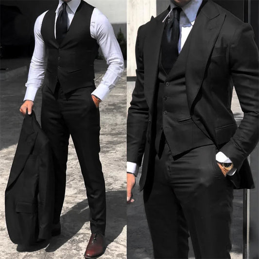 Traje de tres piezas marrón para hombre, para bodas