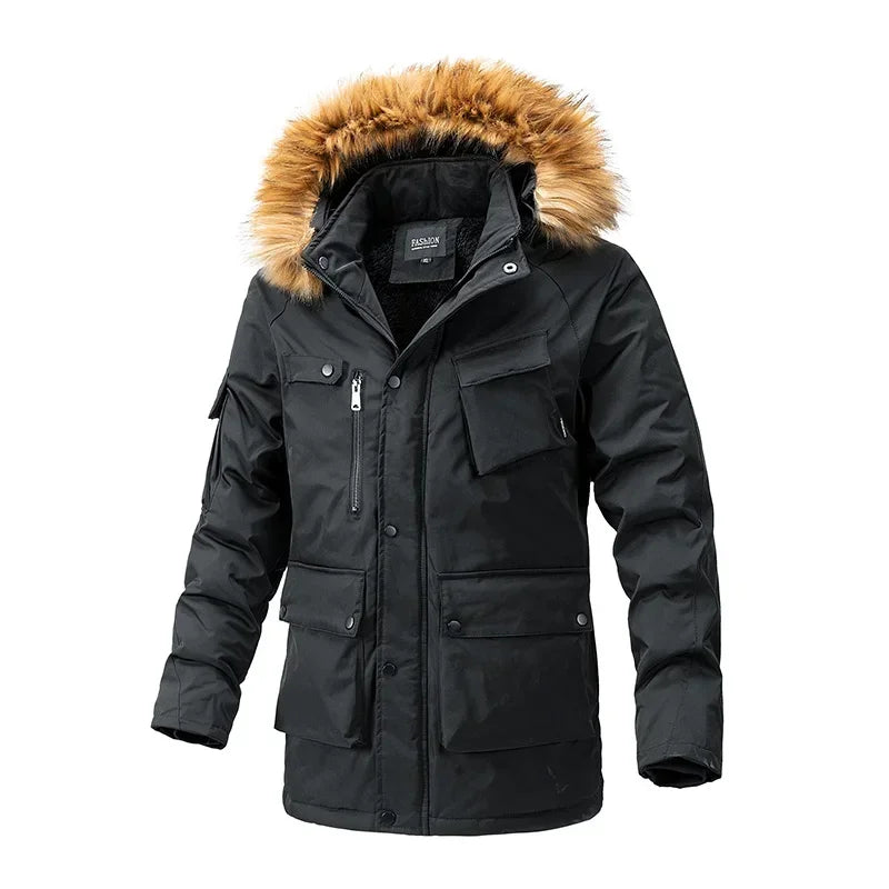 Parkas cortavientos, abrigo resistente al frío con relleno de algodón para hombre