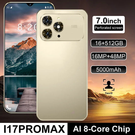 Nuevo teléfono inteligente i17 Pro Max 5G 7.0HD con doble tarjeta SIM