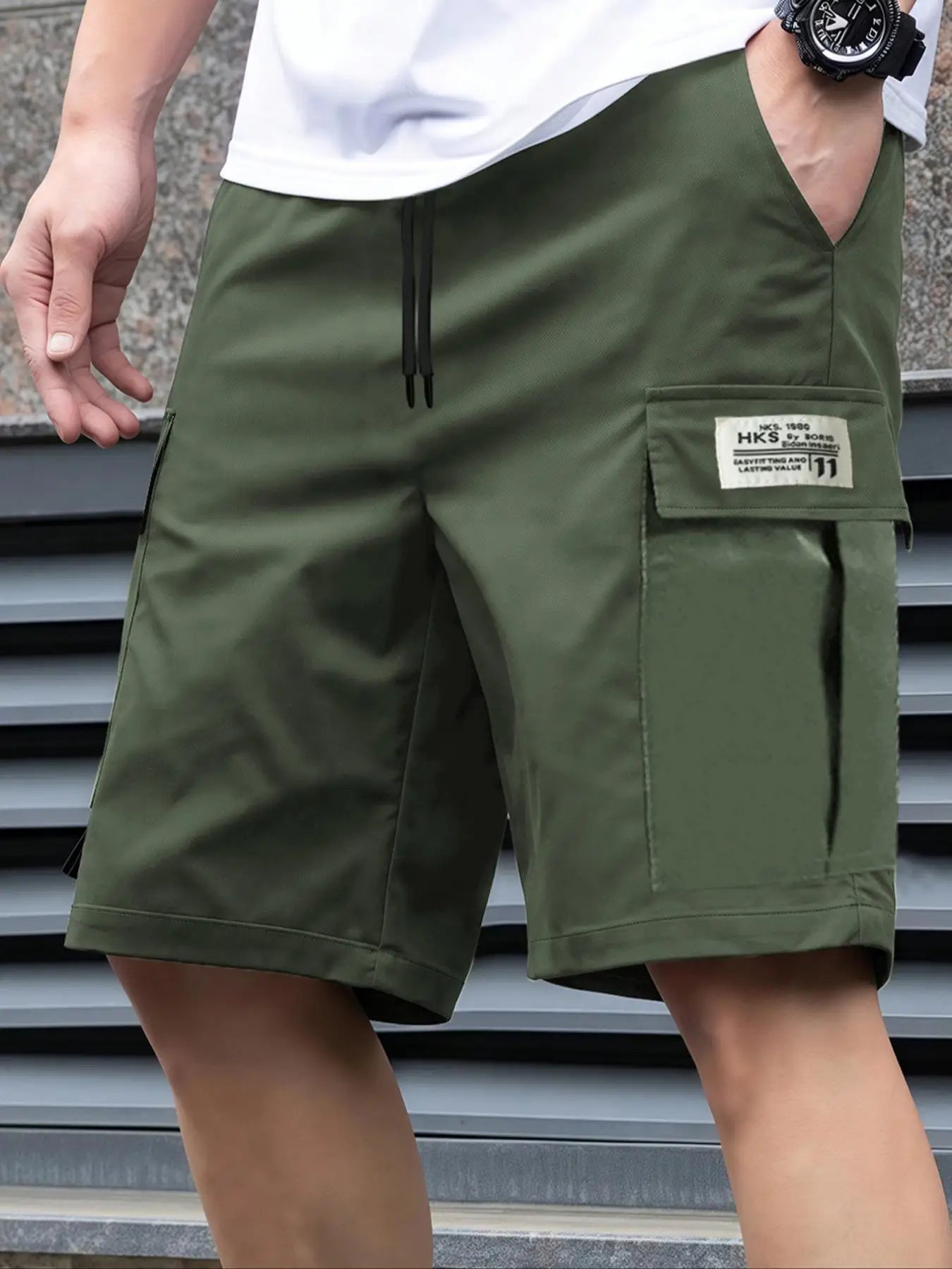 Pantalones cortos deportivos casuales lisos para hombre