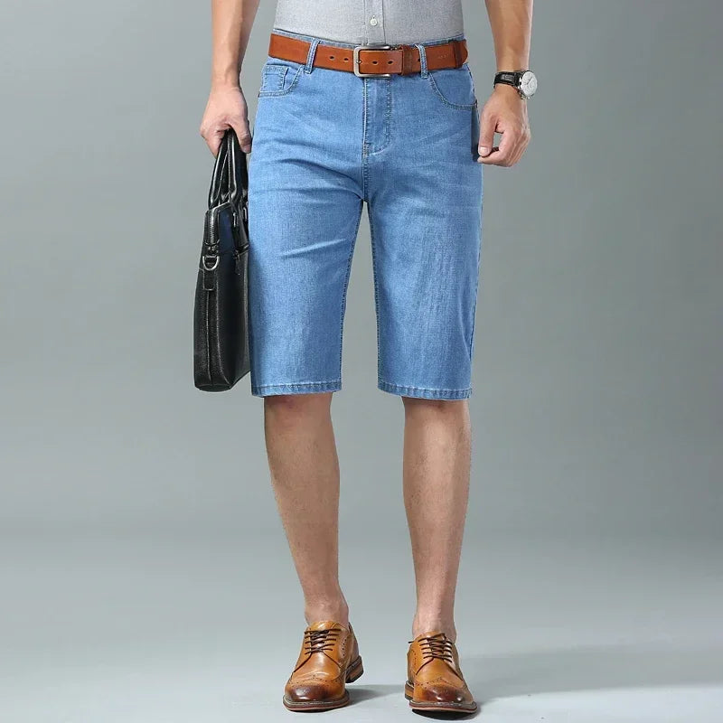 Pantalones cortos vaqueros de verano para hombre, de moda, de color claro
