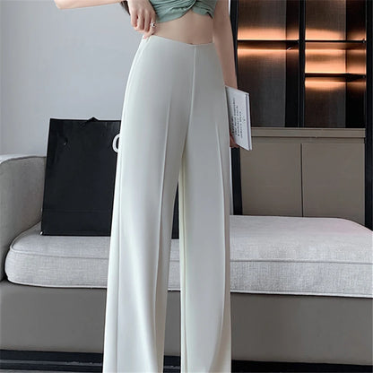 Traje caqui de cintura alta con para mujer, pantalones largos