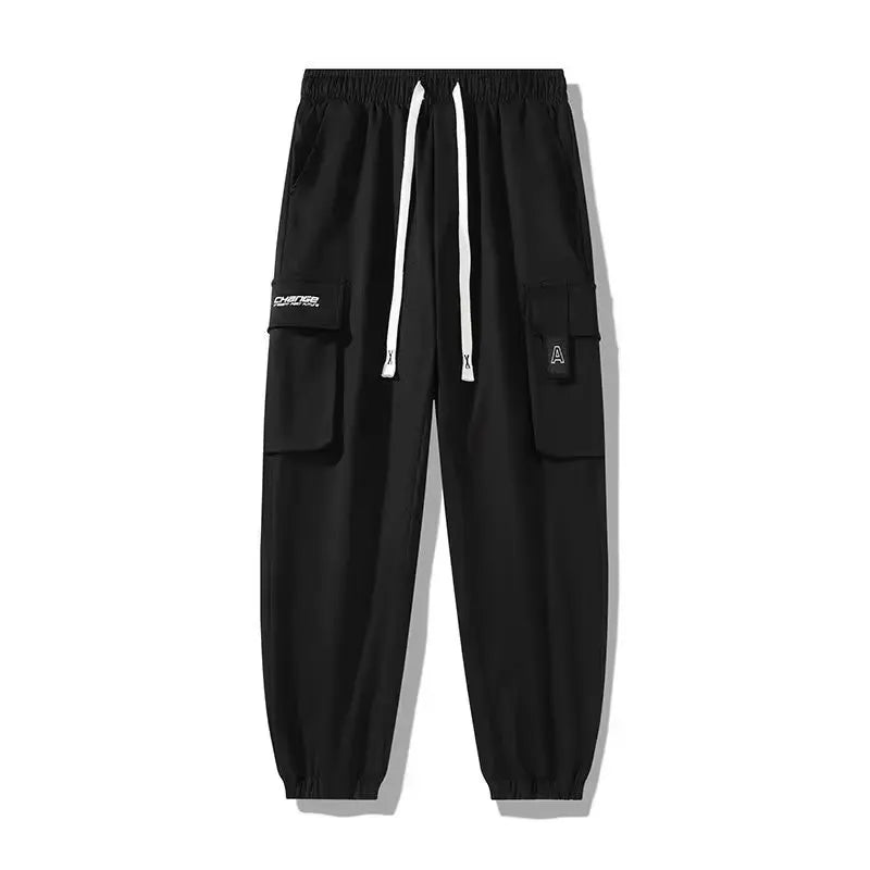 Pantalones cargo con cordón y múltiples bolsillos, pantalones cargo