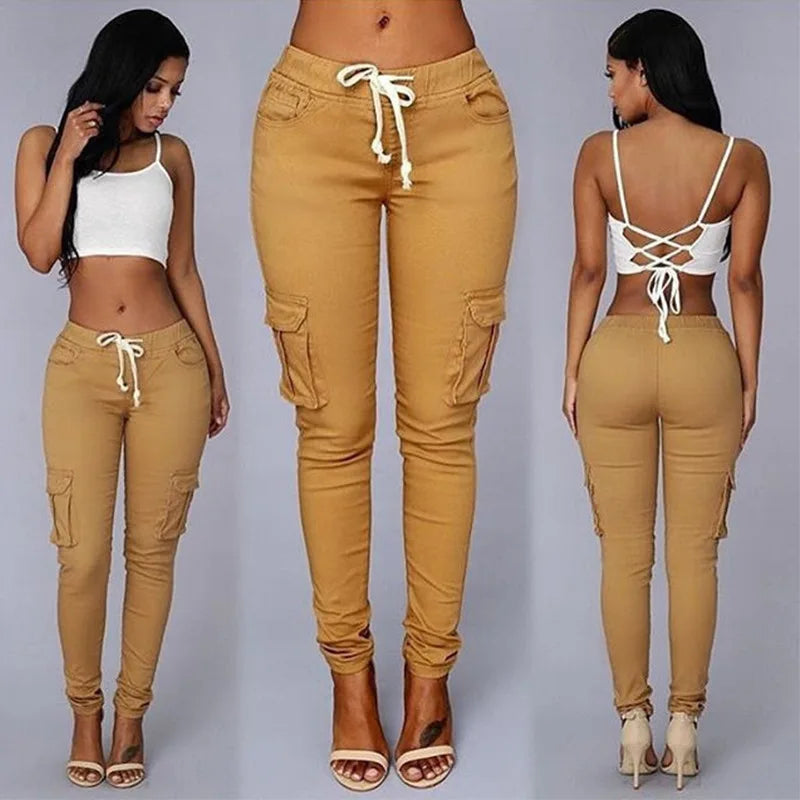 Pantalones de tubo ajustados para mujer, pantalones casuales