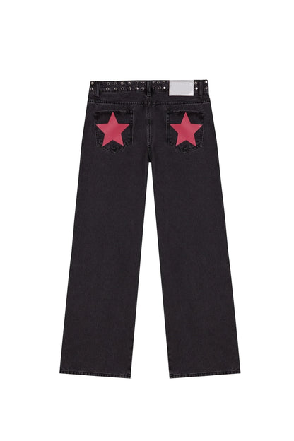Pantalones vaqueros vintage con estampado de estrella de cinco puntas