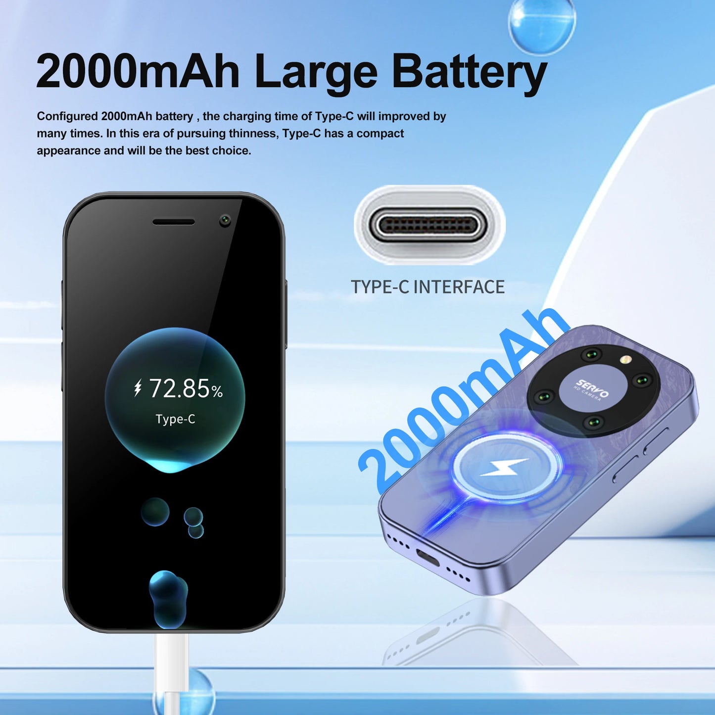 SERVO KING9000 Mini Smartphone 4G LTE, Android, Google Play, 16 GB