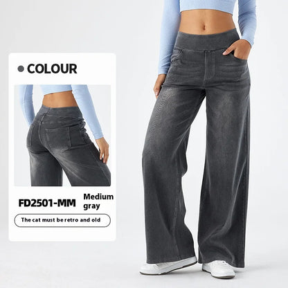 Pantalones vaqueros anchos de talla grande para mujer