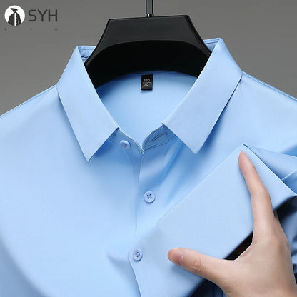 Camisa de manga corta de color liso para hombre, informal