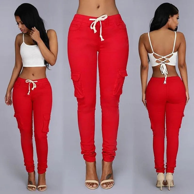 Pantalones de tubo ajustados para mujer, pantalones casuales