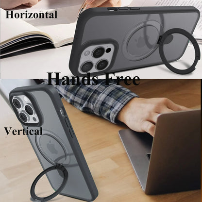 Funda magnética para teléfono móvil con soporte de anillo para iPhone 16,