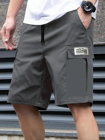 Pantalones cortos deportivos casuales lisos para hombre