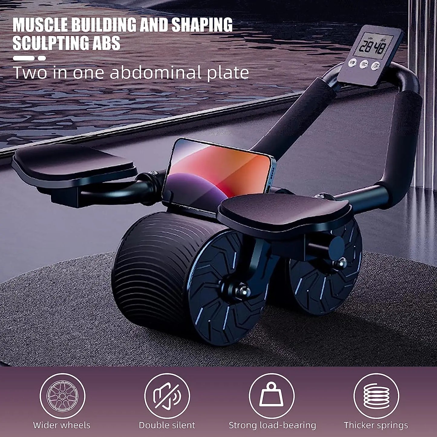 Rueda abdominal de rebote con soporte para codos, rodillo para abdominales