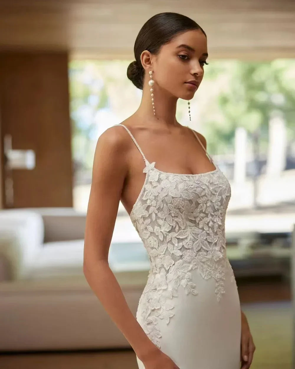 Vestidos de novia sexys personalizados, de sirena, con encaje