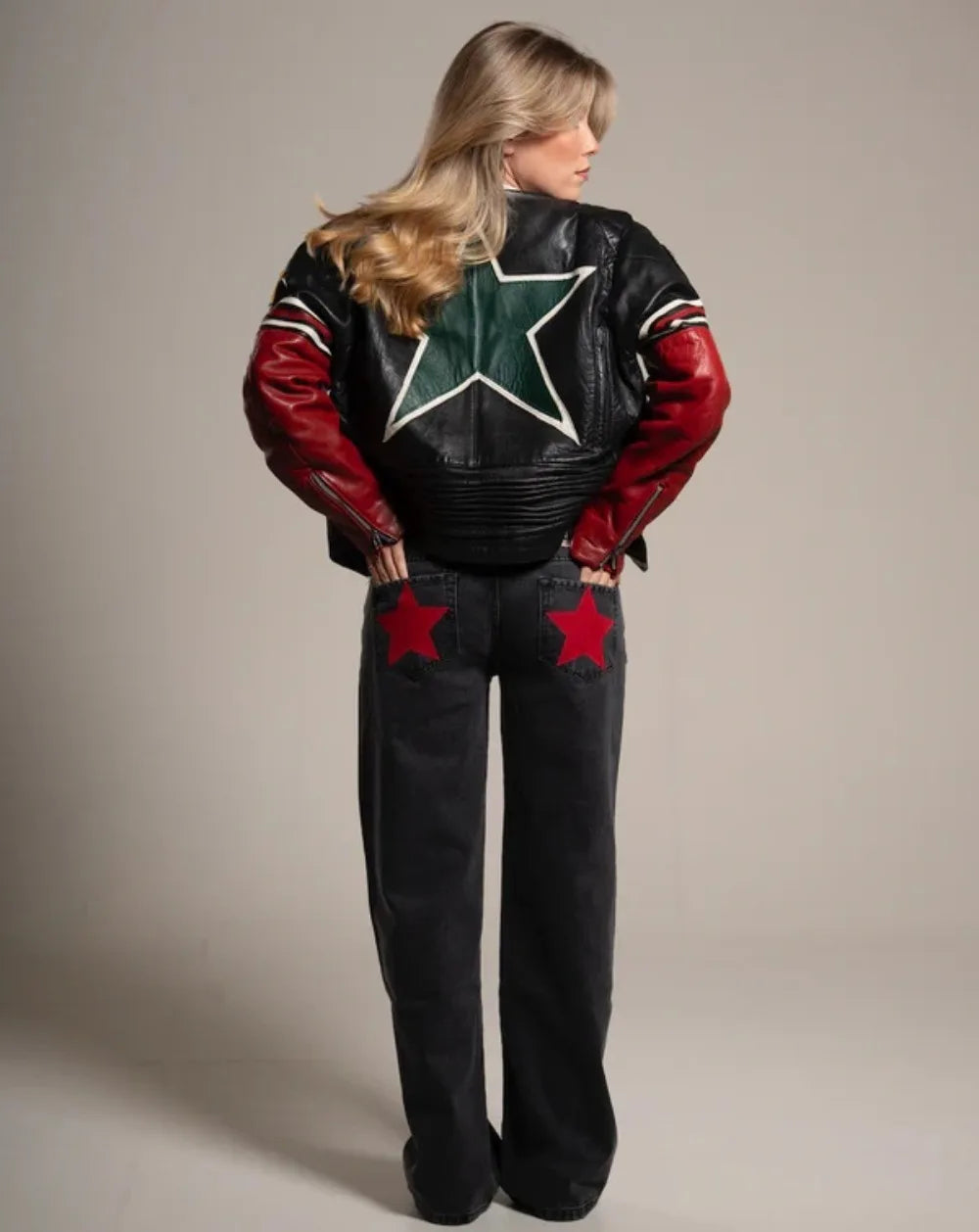 Pantalones vaqueros vintage con estampado de estrella de cinco puntas