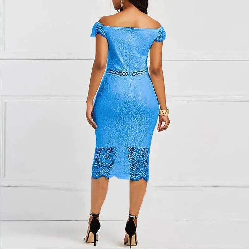 Elegante vestido de encaje para fiesta de noche, boda, para mujer