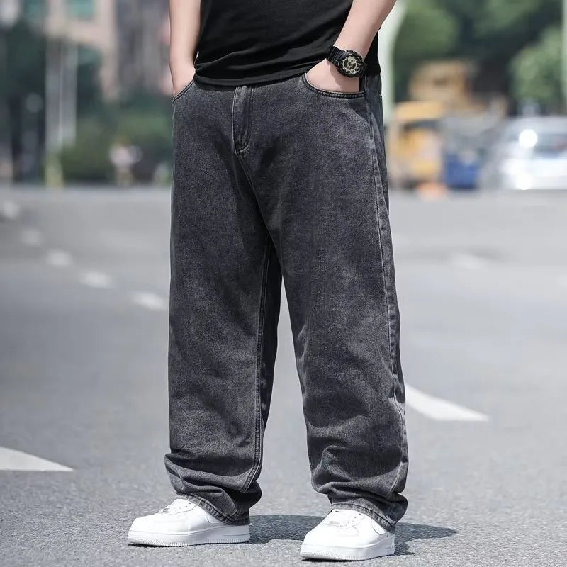 Pantalones vaqueros de gran tamaño para hombre, pantalones vaqueros