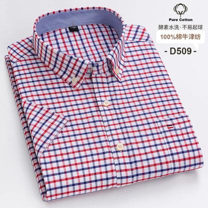 Camisa formal de manga corta para hombre, 100 % algodón Oxford